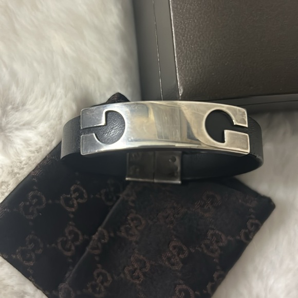 Gucci 925 silver and black leather bracelet with box and dust bag - Picture 3 of 16